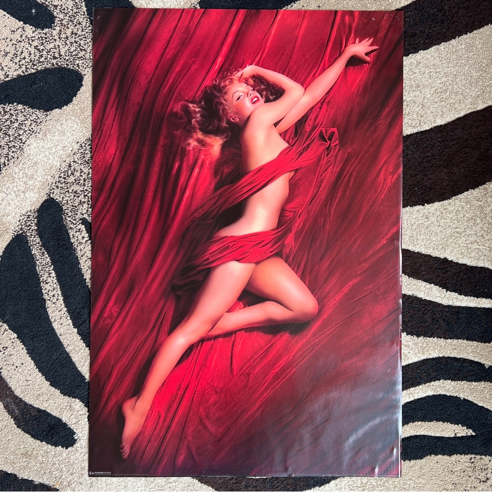Marilyn Monroe draped in red Velvet Poster